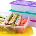 Bentgo Easyboxes - Original Stackable Lunch Boxes - Reusable 3-Compartment Food Containers for Kids and Adults - Bento Lunch Box for Meal Prep, School, & Work - BPA Free, Set of 4 (Brights)