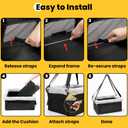 Conlun Dog Car Seat Booster for Small Pet Under 20lbs, Portable Travel Puppy Car Seat with Internal Steel Frame, Comfort Cushion & Storage Pockets, Adjustable Straps Fit Most Cars, Black