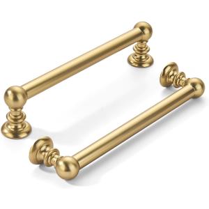 khtumeware 10 Pack 4 inch(102mm) Hole Center Brushed Brass Cabinet Pulls Solid Heavy-Duty Warm Brass Kitchen Cabinet Hardware for Drawers Dressing Table Bathroom Handle
