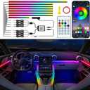 Car LED Strip Lights, Interior Acrylic LED Lights for Car with Dynamic Rainbow Dream Color Chasing, Ambient Lighting Kits Music Sync (8 in 1(6 * 29.5+43.3+14.5 inches))