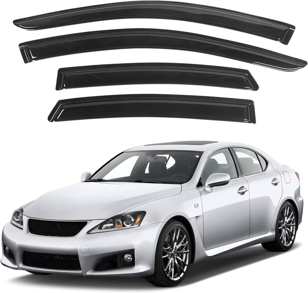 IG Window Visors Fit for 2006-2013 Lexus IS250 IS350, Out-Channel Rain Guards Vent Wind Deflectors 4PC, Car Accessories for 06-13 Lexus is Series