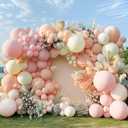 Pastel Pink White Balloon Arch Garland Kit Double Stuffed Light Pink Blush Ivory Beige Balloons for Birthday Baby Shower Wedding Bridal Boho Party Decor