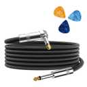 Aqdocvf Guitar Cable, Guitar Cord 10ft, AMP Cord for Bass & Electric Guitars/Keyboard/Mandolin, Pro Audio Instrument Cable (Right Angle to Straight, Black)