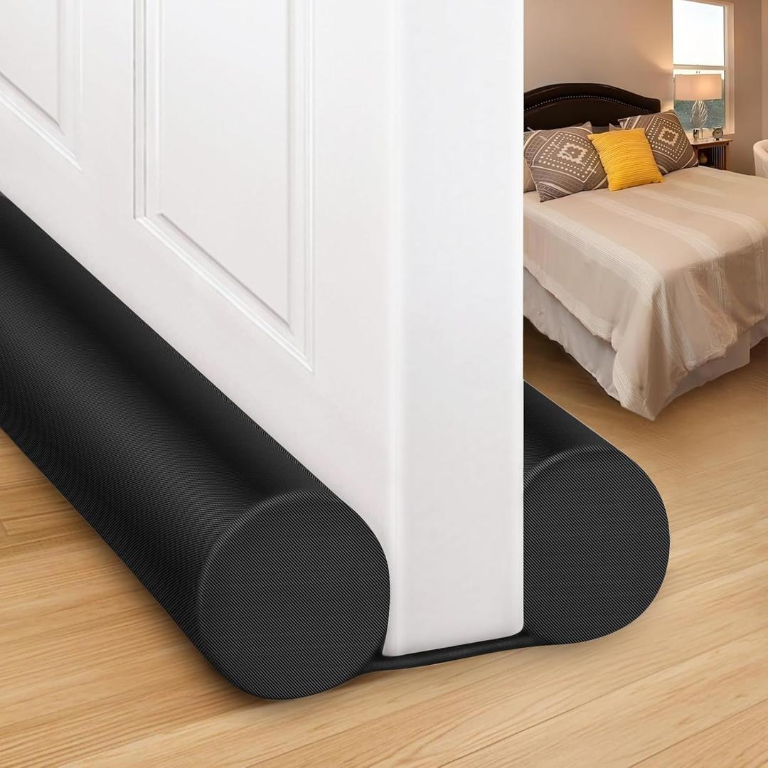 MAXTID Door Draft Stopper for Bottom of Doors Large Door Sweep Under Door Light Blocker Adjustable 34" Black (34" (Up to 1.7" Gaps))