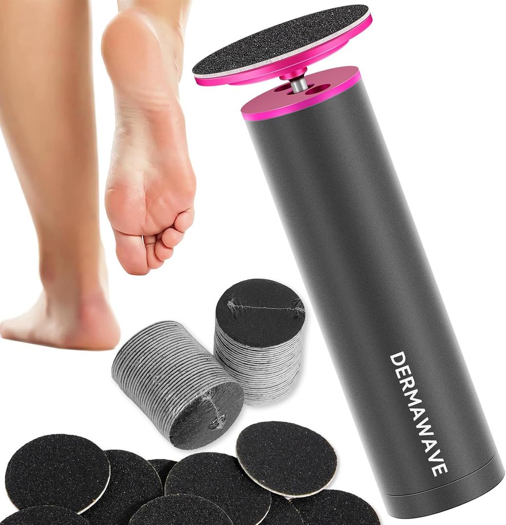 DERMAWAVE Electric Callus Remover for Feet with 60 Sandpaper Discs, Adjustable Speed Professional Foot File Electric Heel Grinder Sander Pedicure Tool for Men & Women