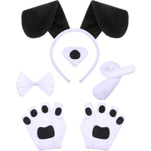 Syhood Puppy Dog Costume Set Ears Headband Bowtie Nose Tail Paw Gloves Accessories for Carnival