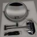 Auxmir 8'' Wall Mounted Lighted Makeup Mirror, 3200mAh Rechargeable Double-Sided 1X/20X Magnifying Mirror with Light, Touch Dimmable 3 Color Light, 360 Rotation Foldable Extended Arm, Chrome