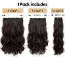 Long Hair Clip in Extensions 4PCS Seamless Clips ins for Women Non-Weft Wavy Easy Hairpieces Charming Wave Synthetic Fiber 22 Inch Full Head Breathable and Soft for Daily Use Natural Black