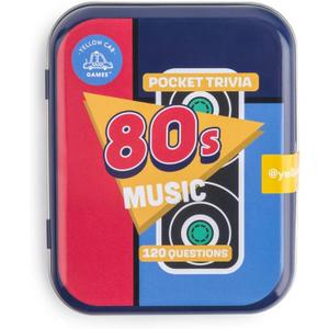 Music Trivial Pursuit Game - 80's Fun & Challenging Card Game Set 60 Cards with 120 Questions - Easy to Play Pocket Trivia Games for Adults Teenagers