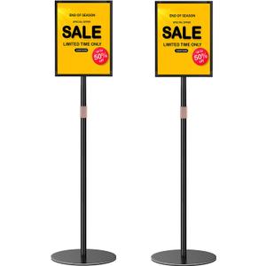 Sign Holder Stand 8.5x11 inch - Flip Open Pedestal Floor Standing Sign Holder, Adjustable Versatile Sign Stands for Display, Floor Sign Holder with Easy Replacement for Events and Promotions (2 PACK)
