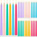 Baquler 24 Pcs 11'' Pastel Flameless Taper Candles Colorful LED Candle Sticks Colored Battery Operated Candle Pink Plastic Flickering Candlestick for Easter Wedding Birthday Dinner Table Party Decor
