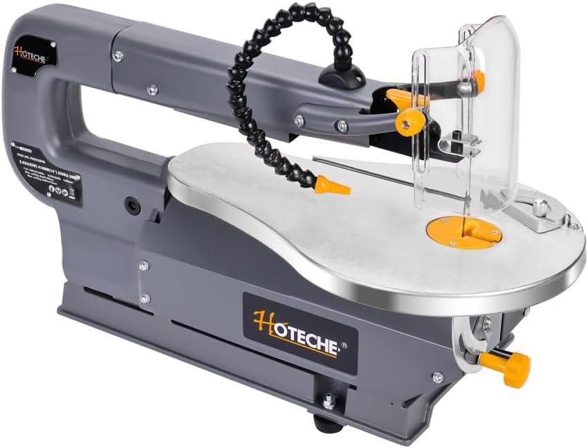 Hoteche 16-inch Power Scroll Saw for Woodworking with Large Tilting Working Table and Integrated Dust Port, Professional Woodworking Tool for Detailed Cutting, Fretwork, Crafting