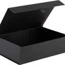 Purple Q Crafts Black Ribbed Hard Gift Box With Magnetic Closure Lid 14" x 9" x 4" Rectangle Favor Boxes With Classy Black Finish (1 Box)