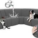 Arfntevss Waterproof Recliner Sectional Couch Covers for Reclining L Shape Sofa Cover Non Slip Washable L Shaped Slipcover Sets for Dog Furniture Protector (5 Seat with 1 Console Cover, Dark Gray)