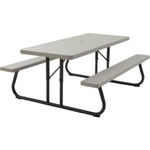 LIFETIME 6‑Foot Folding Picnic Table, Outdoor Portable Bench Seating for 8, UV‑Protected HDPE, Powder‑Coated Steel Frame, Stain‑Resistant, Folds Flat for Storage