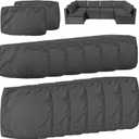 14Pcs Outdoor Cushion Covers Replacement Washable Waterproof UV w/Zipper for 6-Seaters Sofa Patio Slipcovers Set Seat and Back Covers Only (Charcoal Gray, 23.6x23.6inch)