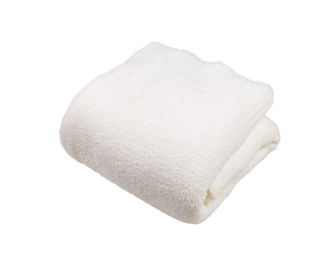 JOOJA Cream White Blanket Warm Queen Size Fuzzy Knitted Blanket, Oversized Luxury Bed Blankets, Soft Queen Blanket for Bed, Lightweight Plush Blanket Queen Size for Cozy Nights (Cream, 90x90)