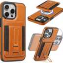 Detachable Card Holder for iPhone 16 Pro Max Case Leather with Stand, fits for MagSafe, Adjustable Kickstand Wallet,Magnetic Leather Case with Screen Protector (Caramel, IP16 Pro Max-6.9inch)