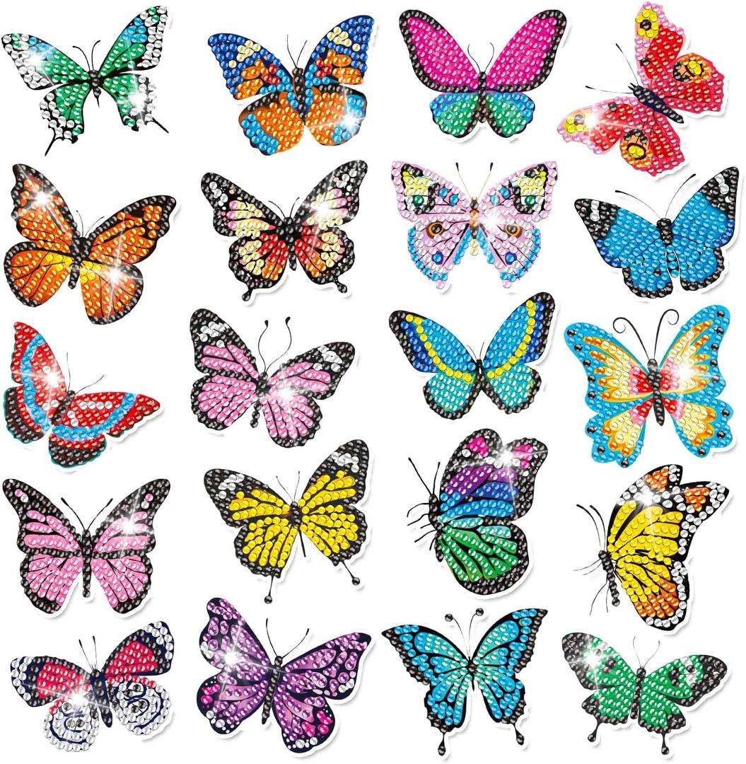 Labeol Diamond Art Kits for Kids Boys and Girls Ages 6-8-10-12 Easy to DIY Creative Diamond Art Sticker Craft by Numbers Kits for Kids and Adult Beginners (Shining Butterfly)