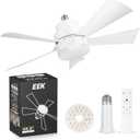 EEK Socket Fan Light with Ultra Quiet Design, 20.5 Ceiling Fans with LED Lights and Remote,Screw in Fan Light for E26/E27,3Speeds 3Colors 3000-6500K,1200 (White)