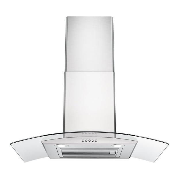FIREGAS 30 inch Range Hood, 400 CFM Wall Mount Stove Vent Hood with 3-Speed Fan, Tempered Glass Kitchen Hood, Push Button Controls & LED Lighting