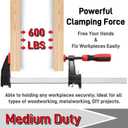 ZAVOOS 4 Pack Bar Clamps for Woodworking, 12 Inch One-Handed Medium Duty Steel F Clamps Set, 600 Lbs Load Limit Quick Release Wood Parallel Spreader for Woodworking, DIY Projects