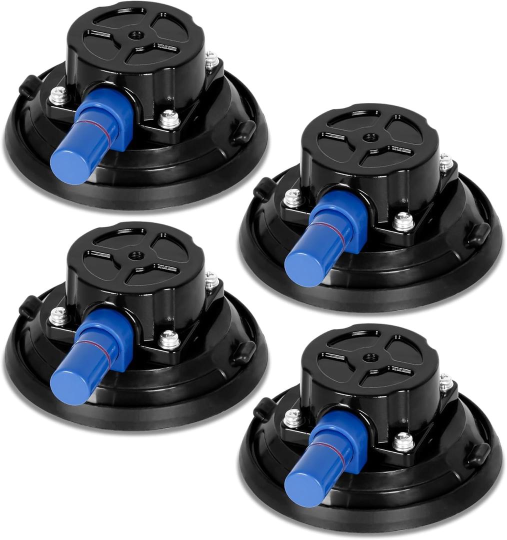 Portable 4.5" Vacuum Suction Cups Set of 4  Strong Suction Feet Hand Pump for Starlink Flat Mount on Metal, Glass & Smooth Surfaces