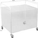 Metal Basketball Rolling Cart Sports Equipment Storage Wheel Basket White Athletic Portable Lockable Cage Raised Handle Gym Home Garage School Court Field Football Soccer Ball Volleyball Bat