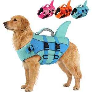 PETDSH Dog Life Jacket with Reflective Stripes, Shark Dog Life Vest for Swimming Boating with Superior Buoyancy and Rescue Handle for Small, Medium, Large Dogs (Blue, X-Large)