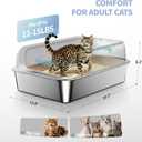 2 Pack Stainless Steel Cat Litter Box with Lid, Large Metal Litter Pan for Adult Cats, Multi-Cats, High Sides with Anti-Leakage Enclosure, Easy Cleaning, Non-Stick, Anti-Scratch,Include Scoop