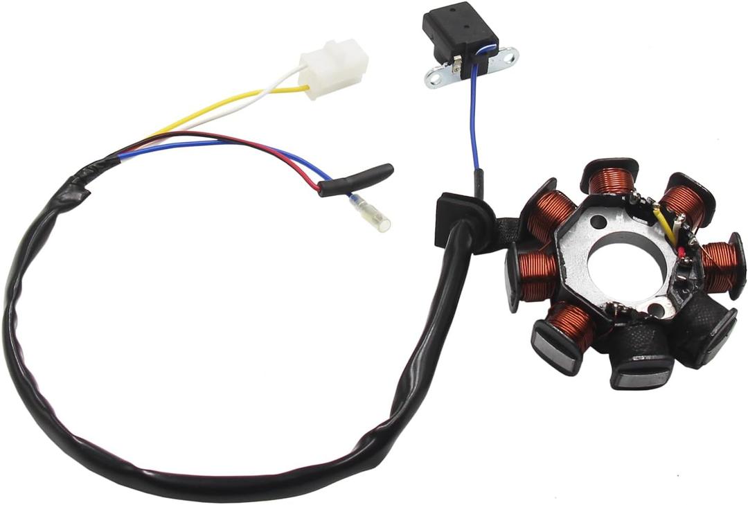8 Pole Copper Magneto Stator Coil GY6 50cc 139QMB Scooter Moped ATV Go Karts TaoTao Sunl Roketa (4-wire, 2-pin, DC)
