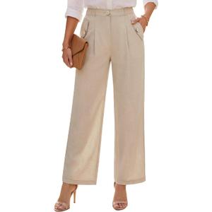 Blooming Jelly Women High Waisted Wide Leg Pants Casual with Buttons Slacks