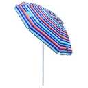 Tommy Bahama 6' UPF 50+ Tilt Beach Umbrella with Wind Vent and Carry Bag, Red and Blue Stripe