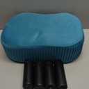 Small Footstool with Handle, Velvet Ottoman Foot Rest with Padded Seat, Curved Foot Stool with Wooden Legs, Portable Foot Rest for Living Room, Bedroom, Entryway, Peacock Blue