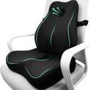 Seat Cushion & Lumbar Support Pillow Set,Memory Foam Office Chair Cushion for Tailbone Pain, Non-Slip Back Support for Car,Desk,Gaming Chair,Wheelchair, Breathable & Machine Washable