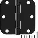30 Pack Ball Bearing Matte Black Door Hinges 3.5 Inch 5/8" Radius Round Squeak Free Interior 3-1/2"Flat Bifold Standard Bedroom Indoor for Doors 3 " House Home Decor Improvement Accessories Hardware