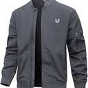 NORTHYARD Men's Bomber Jacket Lightweight Casual Windbreaker Zip Up Fashion Windproof Coat Spring Fall (Darkgrey) XL