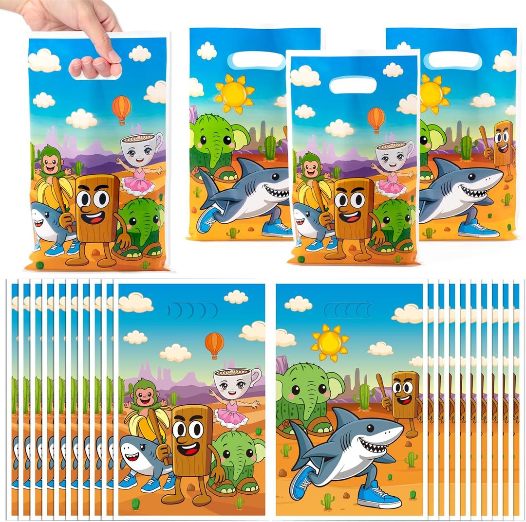 3 x GaofanWai Italian Brainrot Goodies Bags - 50PCS Brain Rot Party Favor Bags with Handles for Kids, Funny Cartoon Animal Candy Gift Plastic Bag for Brainrot Birthday Party Decorations Baby Shower Supply, 1 Count