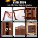 Maxdot Brown Shot Glass Display Case with Removable Shelves, 21 Slot