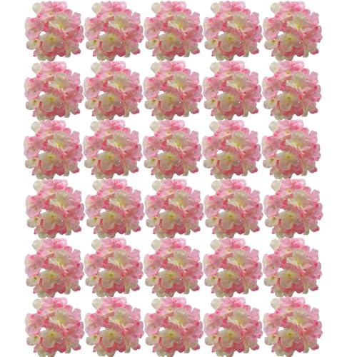 FagusHome Silk Hydrangea Heads Artificial Flowers Only Heads No Stems Fake Hydrangea Flowers for Home Wedding Decor No Stems (Pink White)