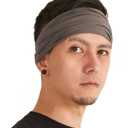 CHARM Headband for Men, Japanese Style Bandana Head Bands for Women and Men, Stretch Hair Band for Sports & Daily Wear by Casualbox (Large, Charcoal Gray)