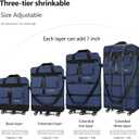 130L Expandable Luggage, 40 Inch Suitcase with Wheels, Collapsible Luggage with Wheels, Rolling Duffle Bag with wheels,Foldable Suitcase with2Handle Wrap 2Fixing Straps 1Shoulder Strap (Blue), Large