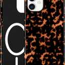 Jusy Compatible with MagSafe Brown Tortoise Shell Print Phone Case for iPhone 12/12 Pro, Amber Trendy Luxury Magnetic Soft TPU and Hard PC Protective Phone Cover for Women Girls - Turtle Shell