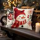 BBOLDIN Classic Christmas Throw Pillow Covers 18x18 Couch Cushion Covers, Xmas Holiday Tree Snowman Decorations for Bedroom Home, Country Striped Farmhouse Plaid Pillow Cases Winter Decor Set of 4