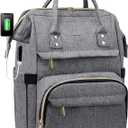 LOVEVOOK Extra Large Travel Laptop Backpack Women, 18 Inch Womens Work Backpack Purse, Waterproof Anti-theft Travel Back Pack with USB Charging Port for College Teacher Nurse, Grey (Austere Grey)