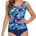 BIMEI Women's One Piece Mastectomy Swimsuit Pocketed Swimwear for Silicone Fake Breast Form 125 (X-Large, Red)