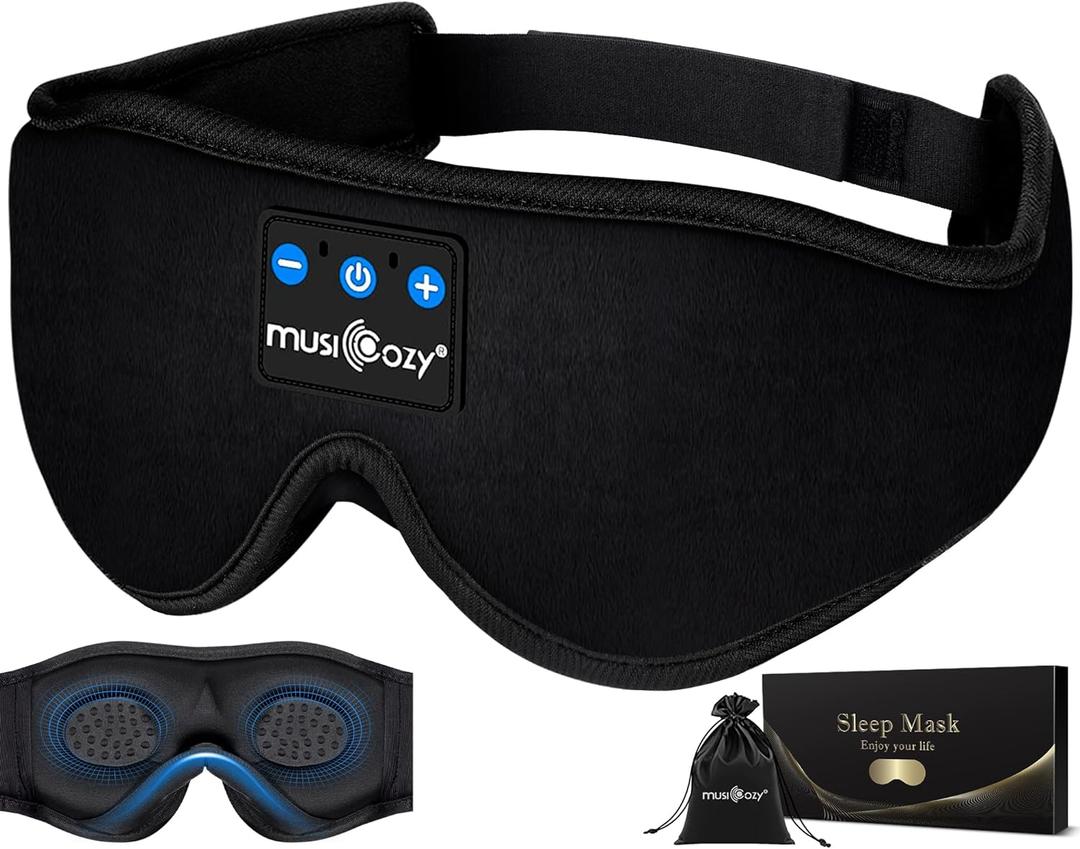 MUSICOZY Sleep Headphones Bluetooth 5.4 Headband Sleeping Eye Mask for Mom Women Men Wireless Music Earbuds Earphones for Side Sleepers Built-in HD Speakers Cool Gadgets Unique Gifts