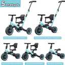 Newyoo Tricycles for 1-3 Year Olds, Toddler Bike, Birthday Gift and Toy for Boys and Girls, Toddler Tricycle with Parent Push Handle, Trike with Backrest and Safety Belt, Blue, TR007