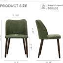 COLAMY Upholstered Dining Chairs Set of 2, Modern PU Leather Dining Room Kitchen Side Chair with Padded Seat and Wood Legs Restaurant/Cafe, Green