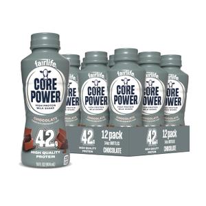 Core Power Elite High Protein Shake, Chocolate, 42g Bottle, 14oz, 12 Pack (EXP 12/11/26)